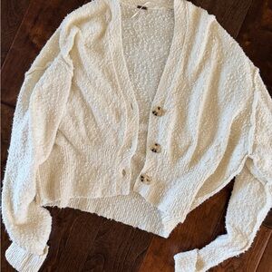 Free People Cream Button-Up Cardigan